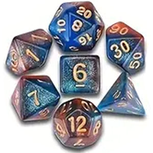 7 Polyhedral Abyss Dice Set - Twilight Nebula / Gold (AB0035)