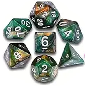 7 Polyhedral Abyss Dice Set - Vortex Green / White (AB0043)