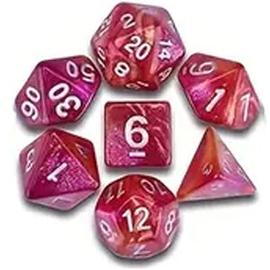7 Polyhedral Abyss Dice Set - Crimson Red / White (AB0044)