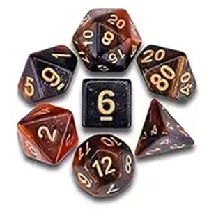 7 Polyhedral Abyss Dice Set - Black-Red / Gold (AB0046)