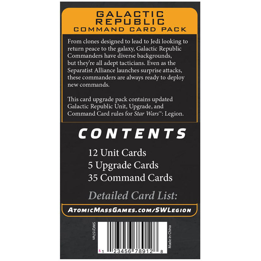 Star Wars: Legion - Galactic Republic Command Card Pack (SWQ157EN) - Preorder
