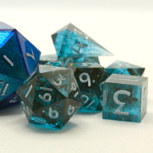 Sweet Dice - Mini Polyhedral Resin - Ice Grey Glitter
