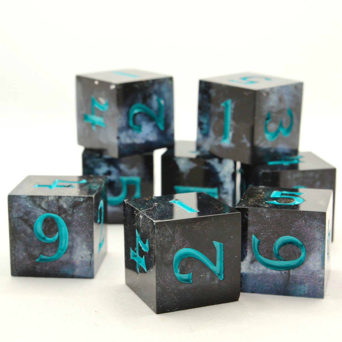 Sweet Dice - D6 Resin - Black Ink and Silver Lavender