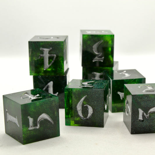 Sweet Dice - D6 Resin - Emerald Glitter