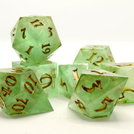 Sweet Dice - Polyhedral Resin - Golden Sage Sparkle