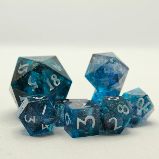 Sweet Dice - Mini Polyhedral Resin - Blue & Lavender Glitter