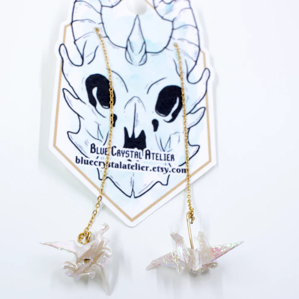 Blue Crystal Atelier - Origami Dragon  Earring
