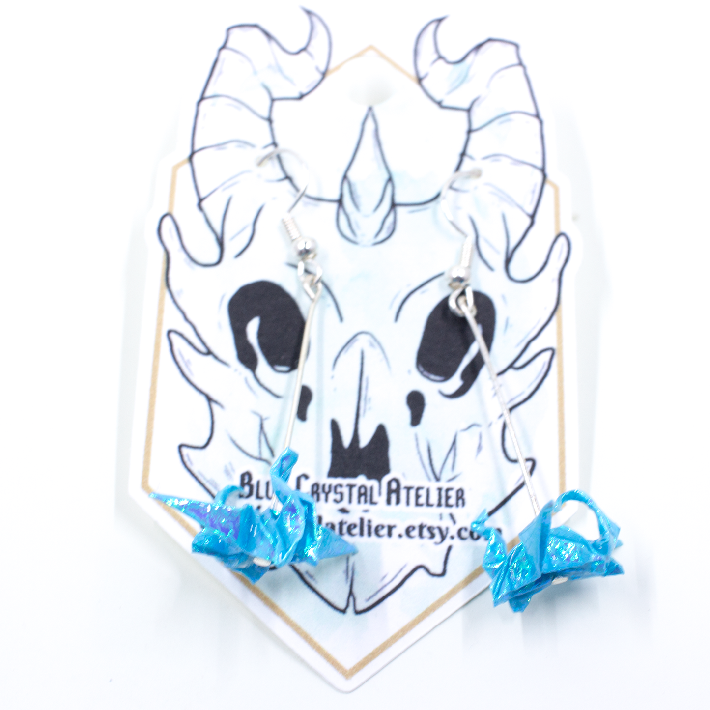 Blue Crystal Atelier - Origami Dragon  Earring