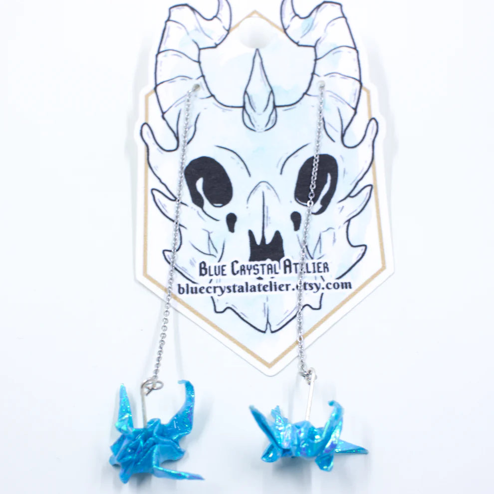 Blue Crystal Atelier - Origami Dragon  Earring