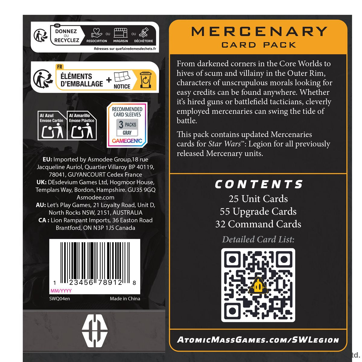 Star Wars: Legion - Mercenary Card Pack (SWQ04EN) - Preorder