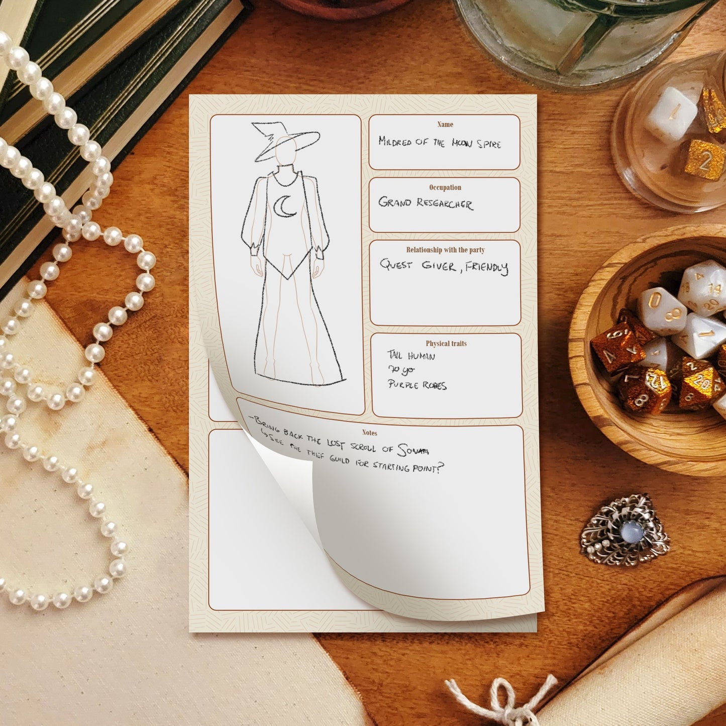 Warlock's Quill - NPC Notepad / Fiche de PNJ