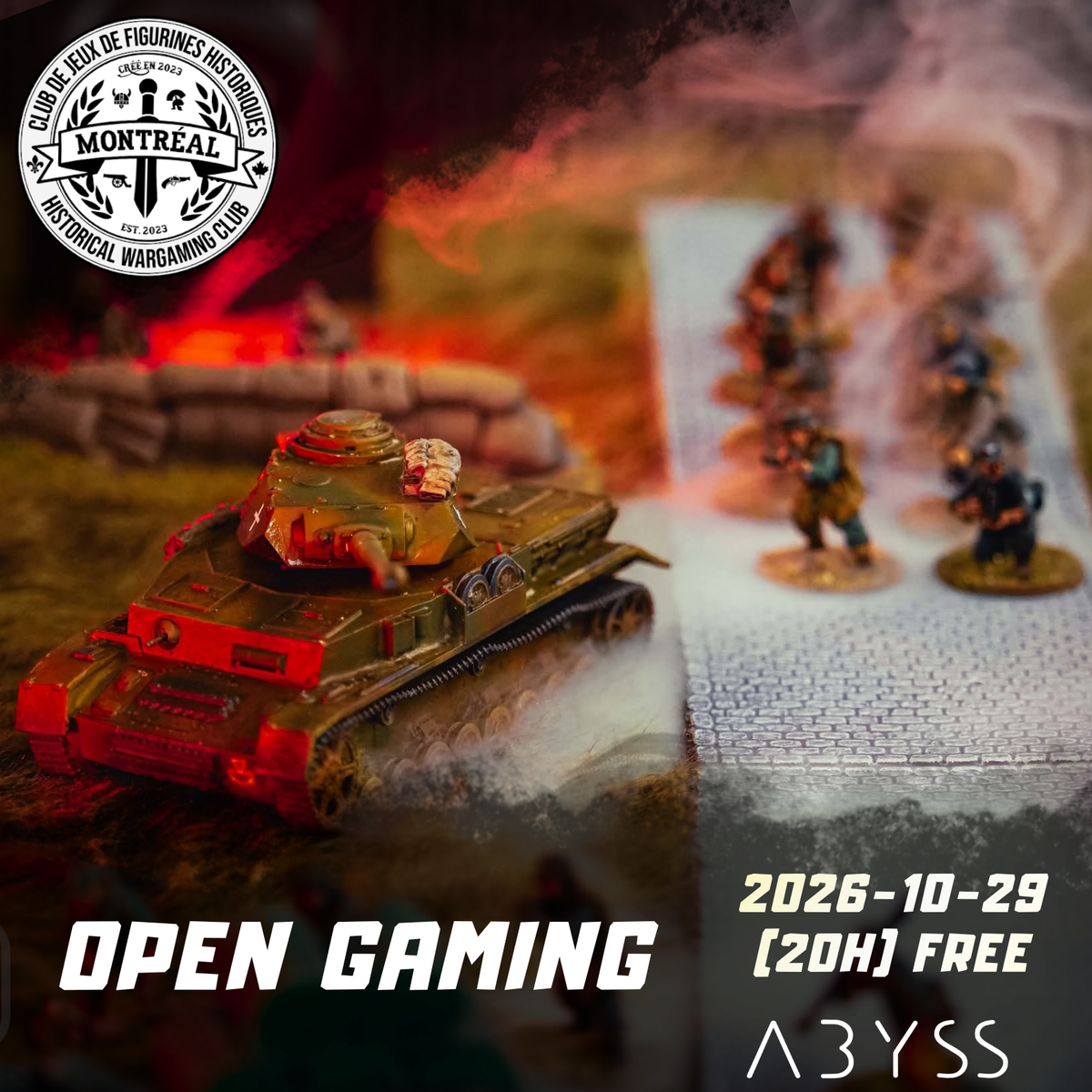 Open Gaming: Montreal Historical Wargaming 2026-10-29 (20h)