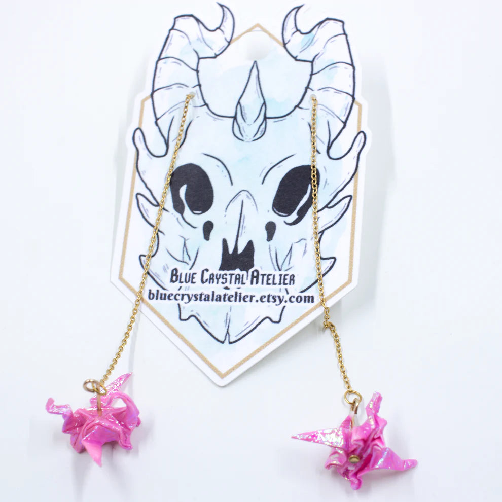 Blue Crystal Atelier - Origami Dragon  Earring