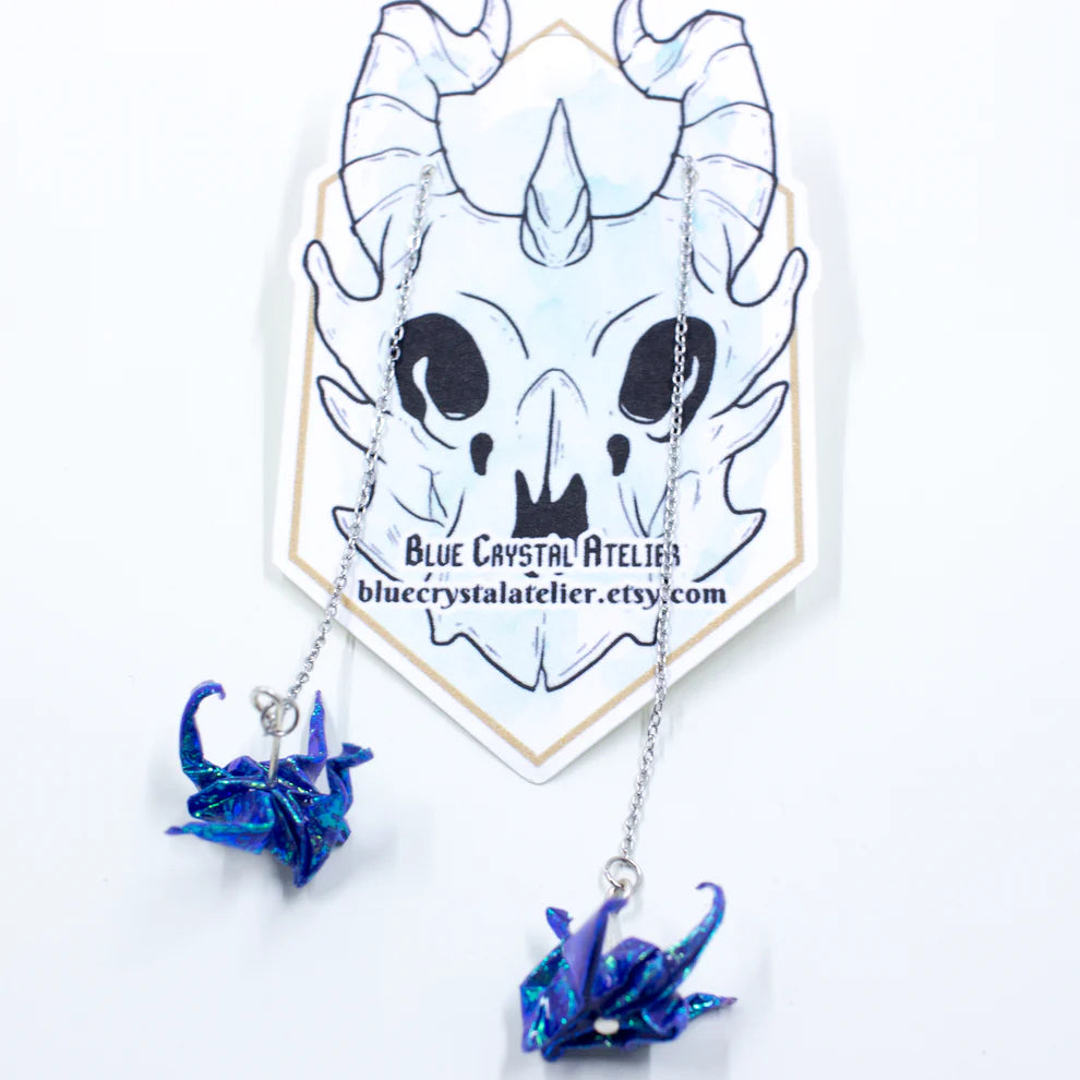 Blue Crystal Atelier - Origami Dragon  Earring