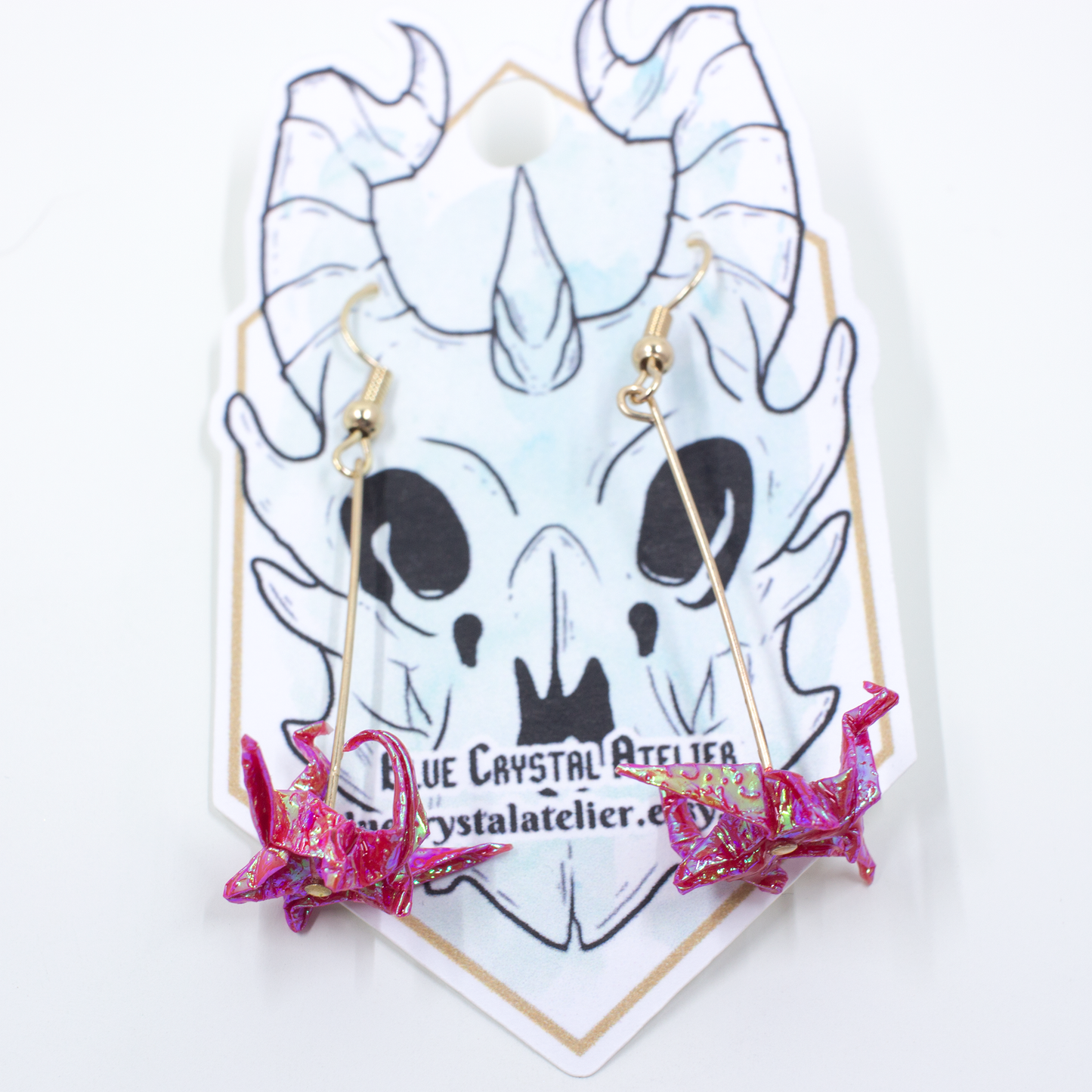 Blue Crystal Atelier - Origami Dragon  Earring
