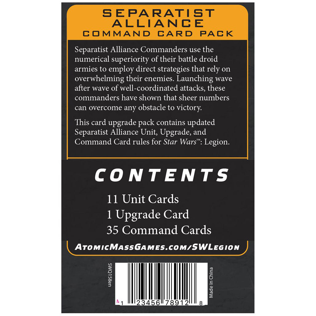 Star Wars: Legion - Separatist Alliance Command Card Pack (SWQ158EN) - Preorder
