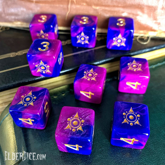 Elder Dice - 9 D6 Sigil of the Dreamlands - Eldritch Nebula ( ED6-D01 )