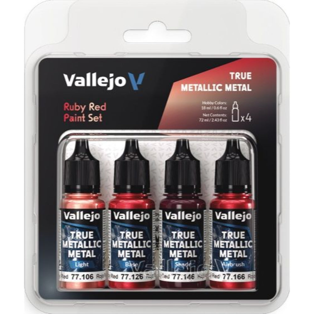 Vallejo True Metallics - Ruby Red Paint Set - Val77254