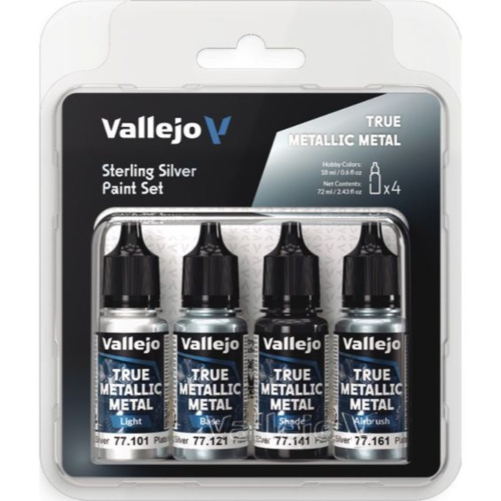 Vallejo True Metallics - Sterling Silver Paint Set - Val77251