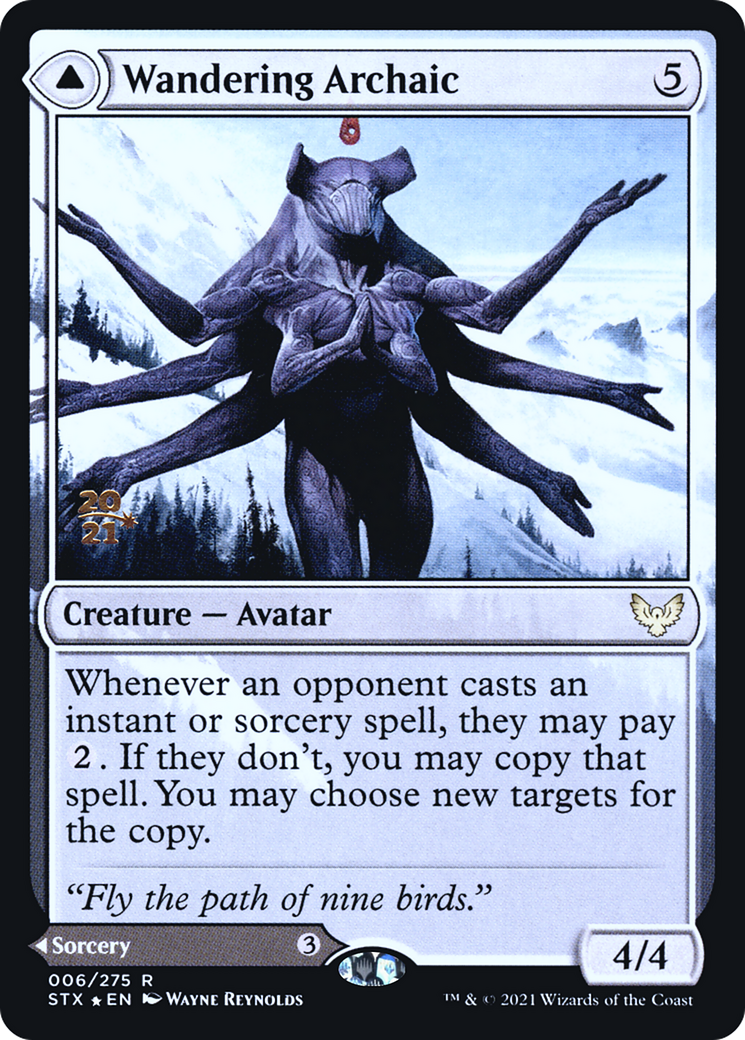 Wandering Archaic // Explore the Vastlands [Strixhaven: School of Mages Prerelease Promos]