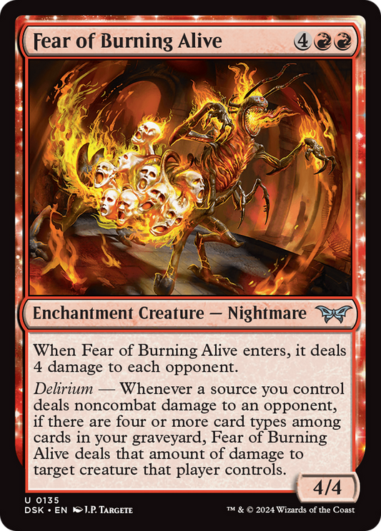 Fear of Burning Alive (DSK-135) - Duskmourn: House of Horror: (enchantment) Foil
