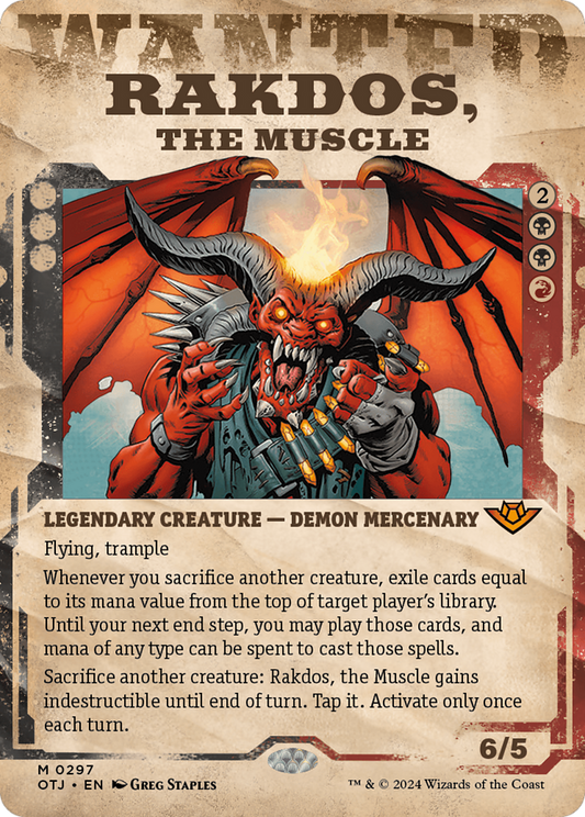Rakdos, the Muscle (OTJ-297) - Outlaws of Thunder Junction: (Showcase) (Borderless) Foil