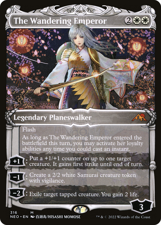 The Wandering Emperor (NEO-316) - Kamigawa: Neon Dynasty: (Showcase) Foil