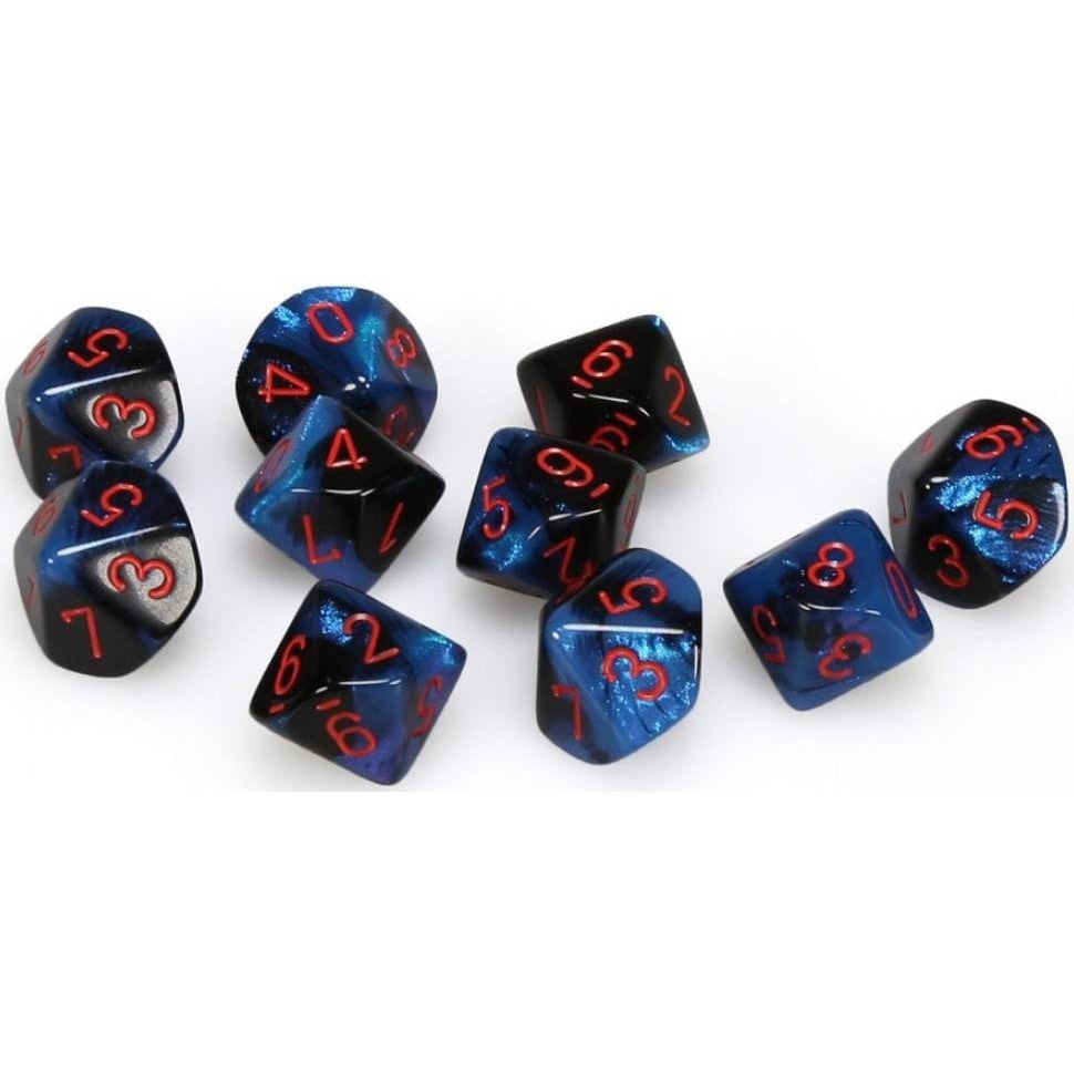 10 D10 Gemini Dice Black-Starlight / Red - CHX26258 - Abyss Game Store