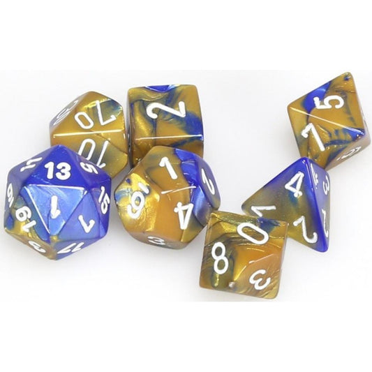 7 Polyhedral Dice Set Gemini Blue-Gold / White - CHX26422