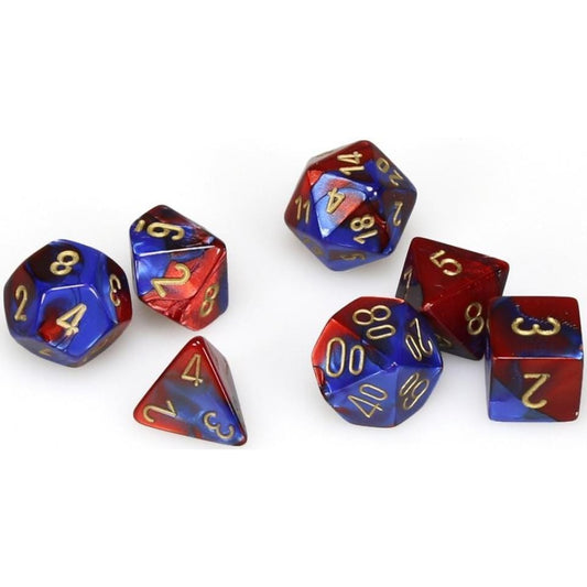 7 Polyhedral Dice Set Gemini Blue-Red / Gold - CHX26429