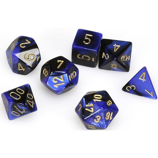 7 Polyhedral Dice Set Gemini Black-Blue / Gold - CHX26435