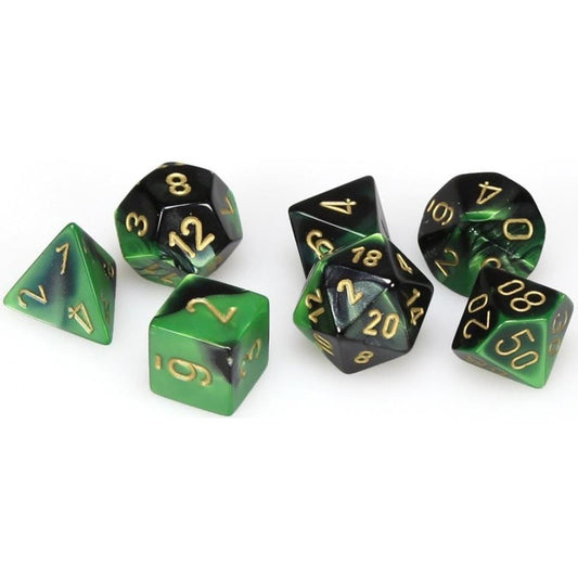 7 Polyhedral Dice Set Gemini Black-Green / Gold - CHX26439