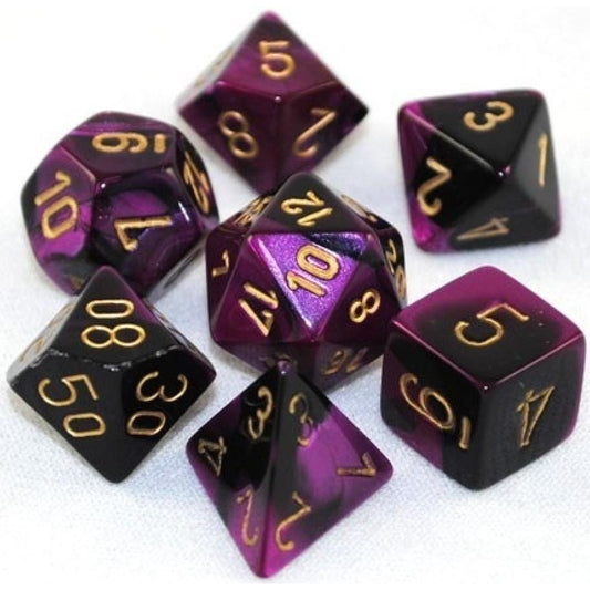 7 Polyhedral Dice Set Gemini Black-Purple w/Gold - CHX26440