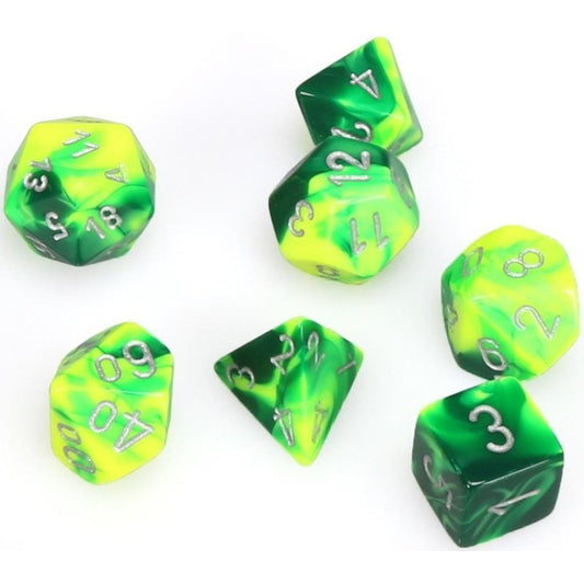 7 Polyhedral Dice Set Gemini green-yellow - CHX26454