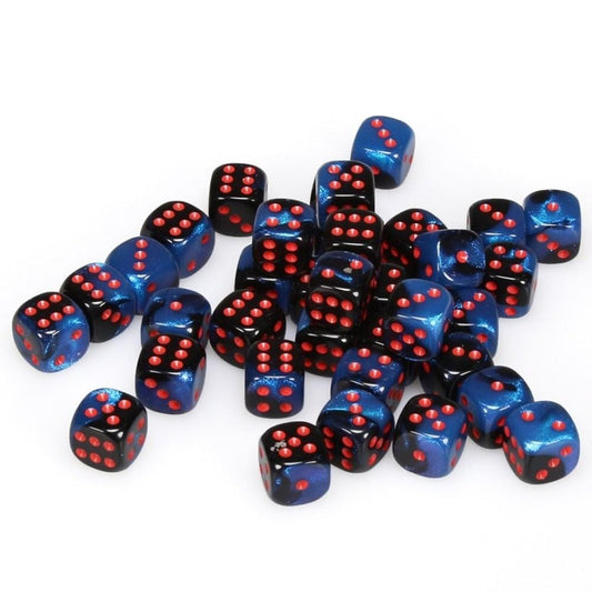 36 D6 Gemini 12mm Dice Black-Starlight/red - CHX26858