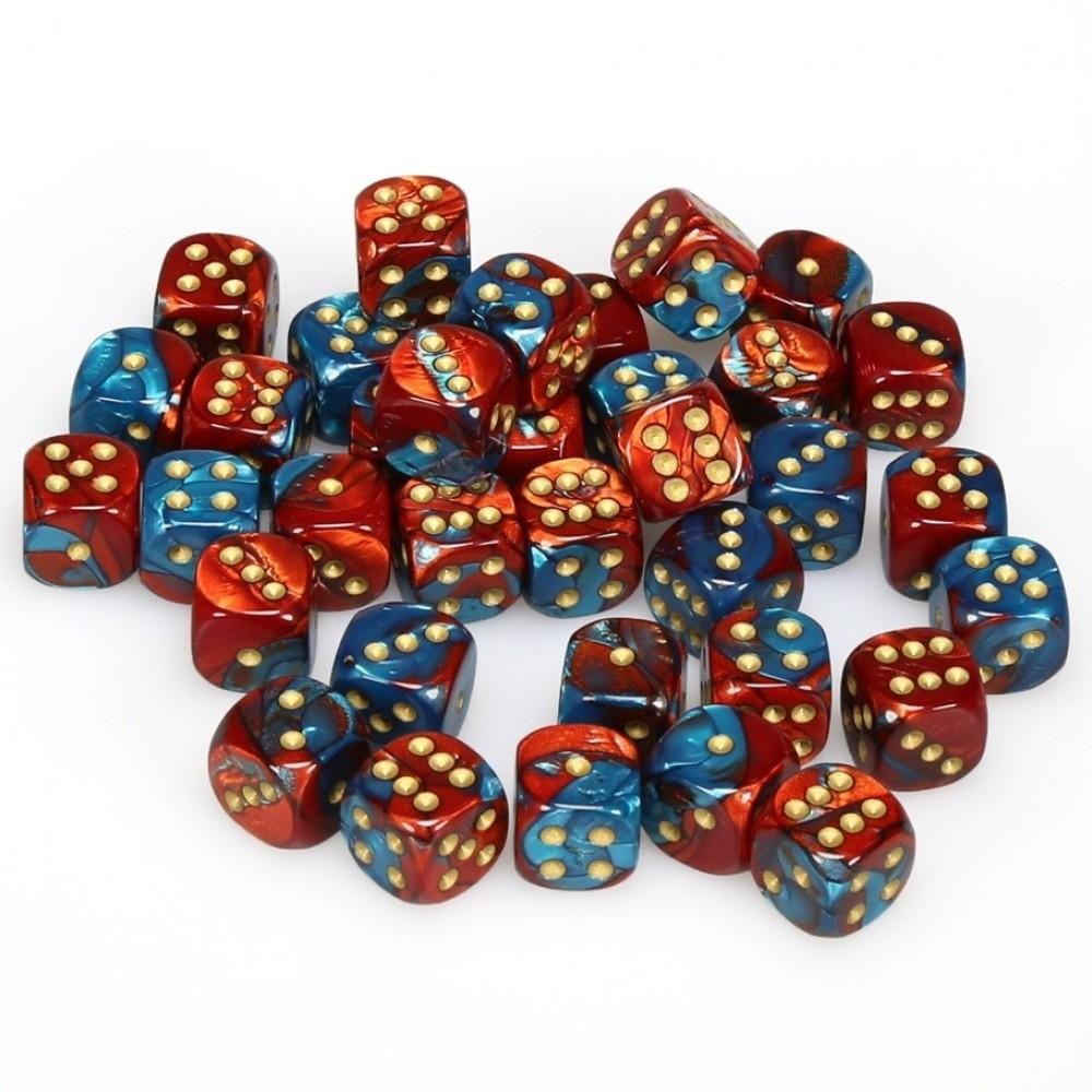 36 D6 Gemini 12mm Dice Red-Teal/gold - CHX26862