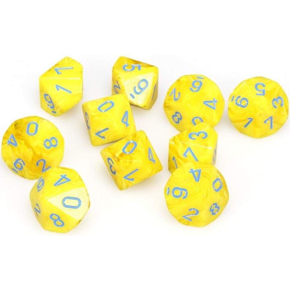 10 D10 Vortex Dice Yellow with blue - CHX27232 - Abyss Game Store
