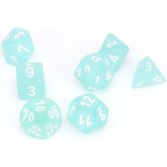 7 Polyhedral Dice Set Frosted Teal / White - CHX27405