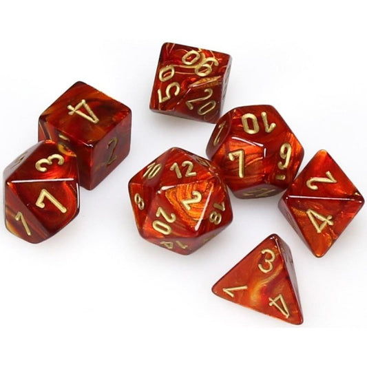 7 Polyhedral Dice Set Scarab Scarlet / Gold - CHX27414