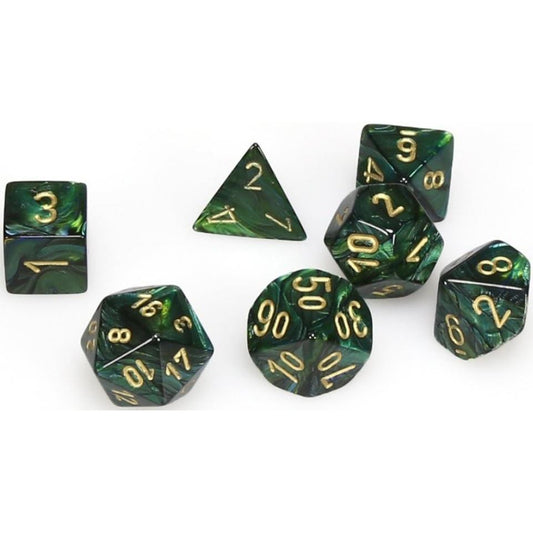 7 Polyhedral Dice Set Scarab Jade / Gold - CHX27415