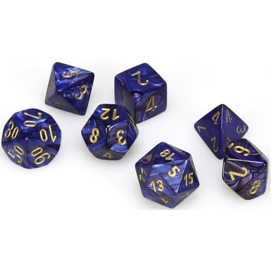 7 Polyhedral Dice Set Scarab Royal Blue / Gold - CHX27427