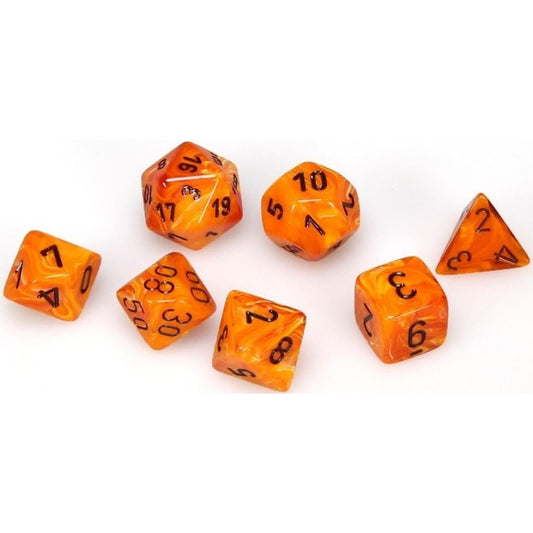 7 Polyhedral Dice Set Vortex Orange / Black - CHX27433