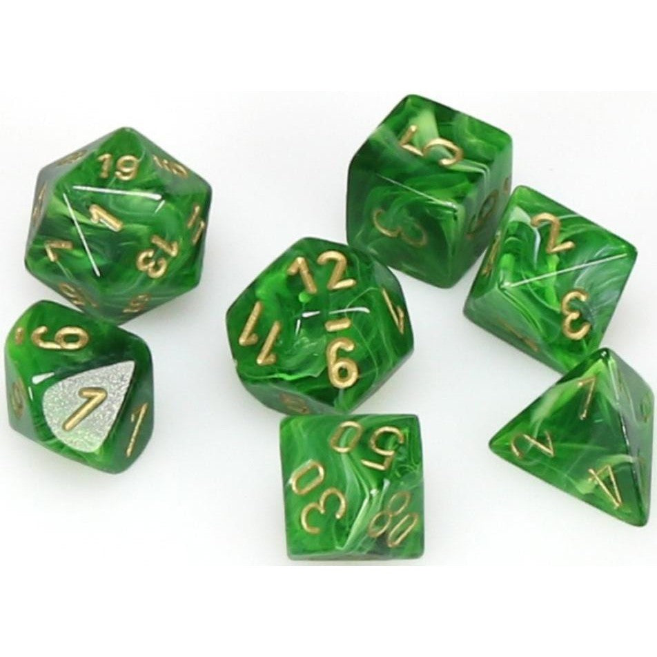 7 Polyhedral Dice Set Vortex Green / Gold - CHX27435