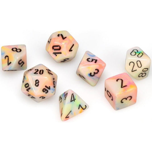 7 Mini Polyhedral Dice Set Festive Circus with Black - CHX20442