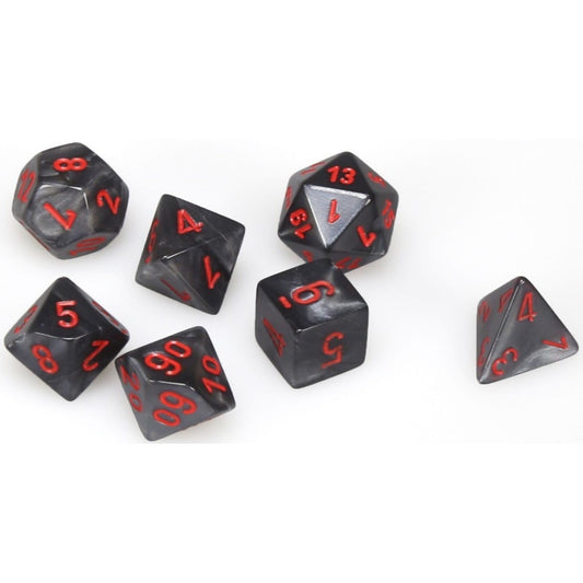 7 Polyhedral Dice Set Velvet Black / Red - CHX27478
