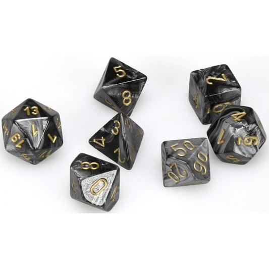 7 Polyhedral Dice Set Lustrous Black / Gold - CHX27498