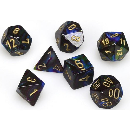 7 Polyhedral Dice Set Lustrous Shadow / Gold - CHX27499