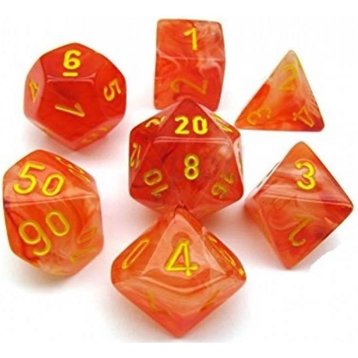 7 Polyhedral Dice Set Ghostly Glow Orange and Yellow - CHX27523