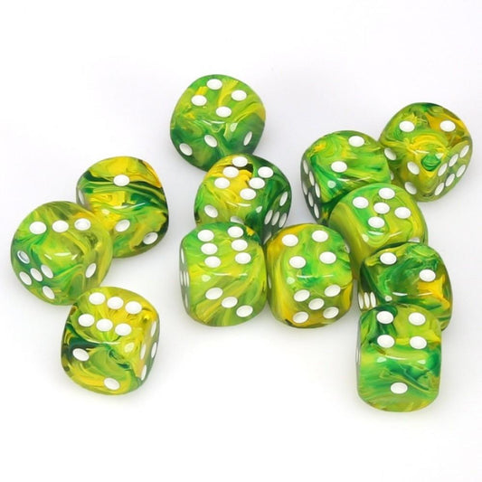 12 D6 Vortex 16mm Dice Dandelion w/White - CHX27652 - Abyss Game Store