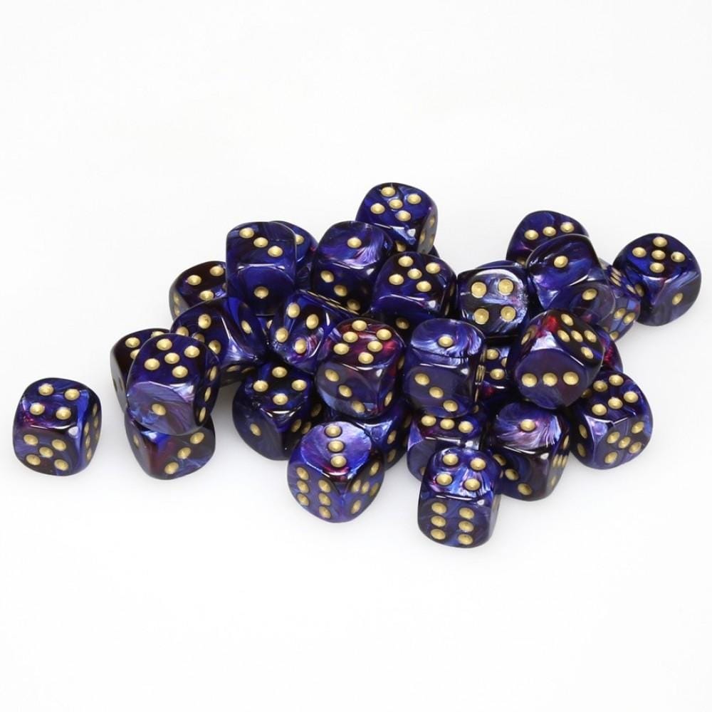 36 D6 Scarab 12mm Dice Royal Blue w/gold Scarab - CHX27827